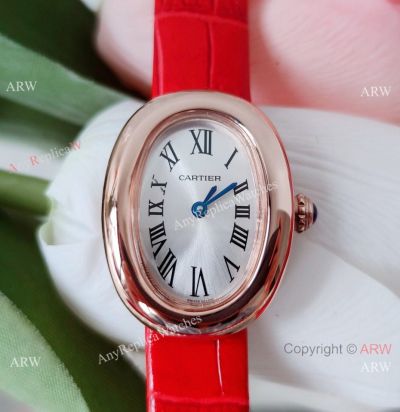 Knock Off Cartier Baignoire De Quartz Watches Rose Gold Silver Dial